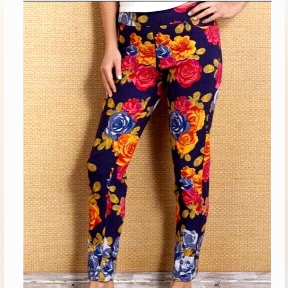 Soft Surroundings Superla Floral Print Grandmacore Stretch Pants Size Large